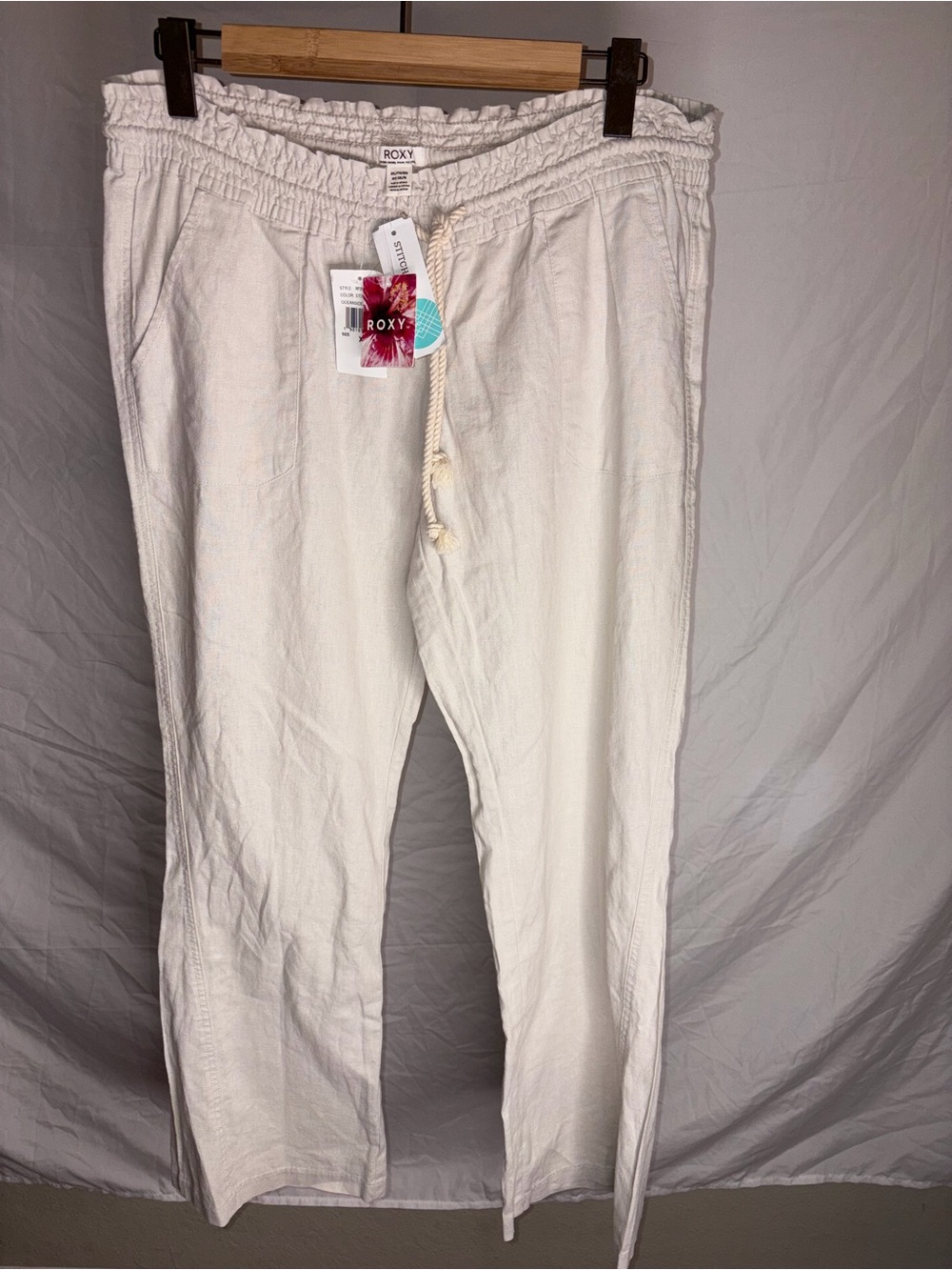Roxy Women's Oceanside Drawstring Pant Stone/Cream Color XXL